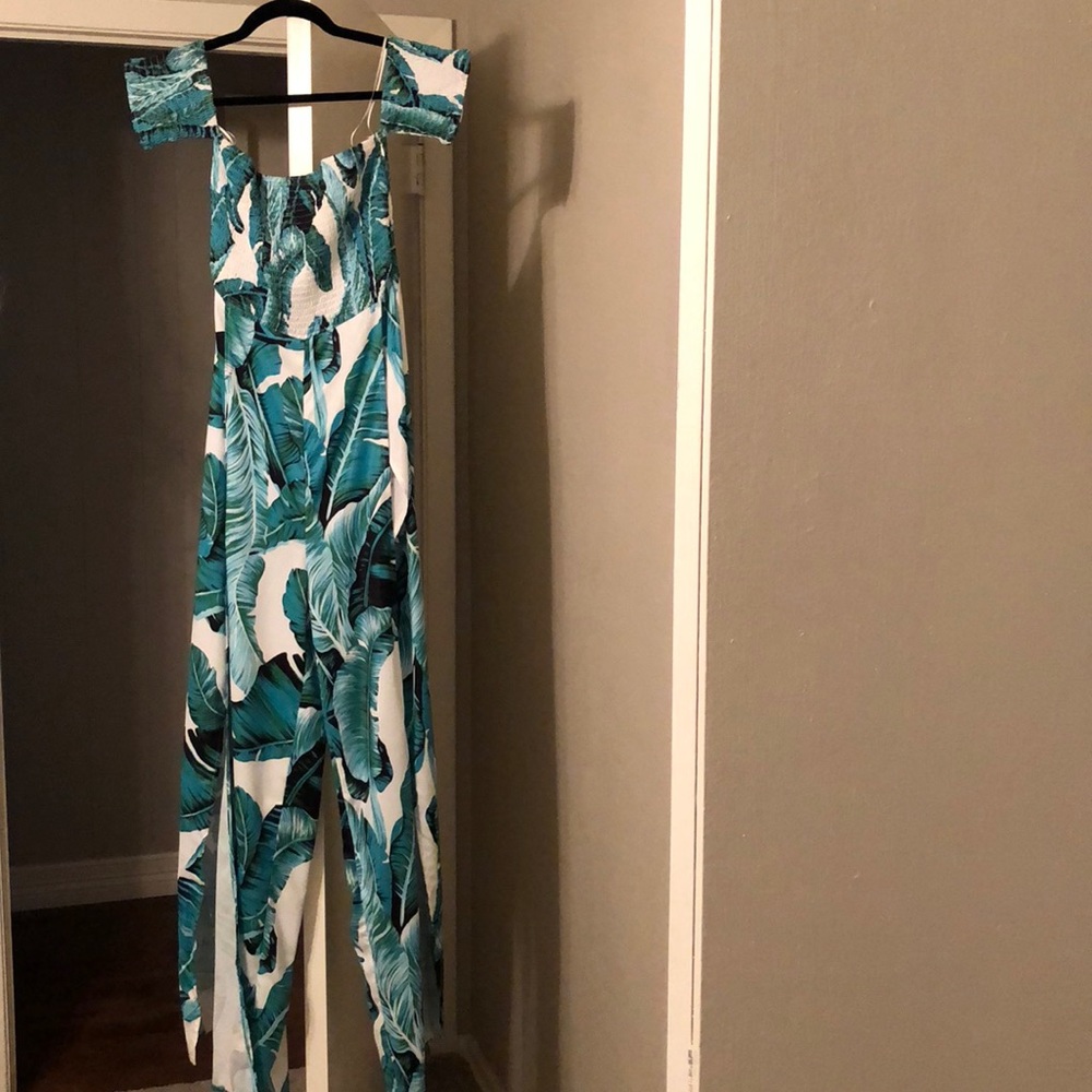 Slit pant leg jumpsuit